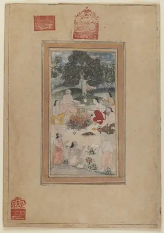 Sadhus Gathered Around a Fire