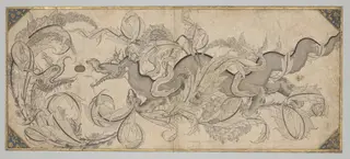 Dragon in foliage with lion and phoenix heads, by Sahkulu, 1504