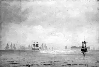 Sailing Ships in Misty Weather