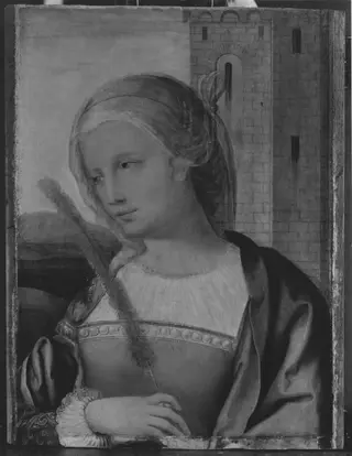 Saint Barbara (exterior: fragment of an Annunciation)