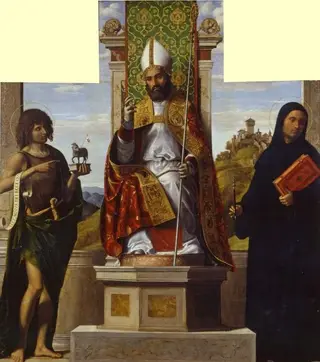 Saint Lanfranc Enthroned Between Saints John the Baptist and Liberius