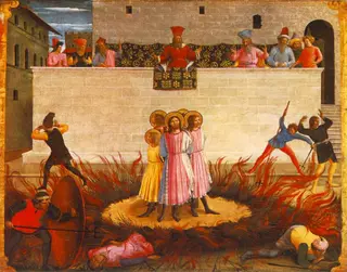 Saints Cosmas and Damian and their Brothers Surviving the Stake, by Fra Angelico