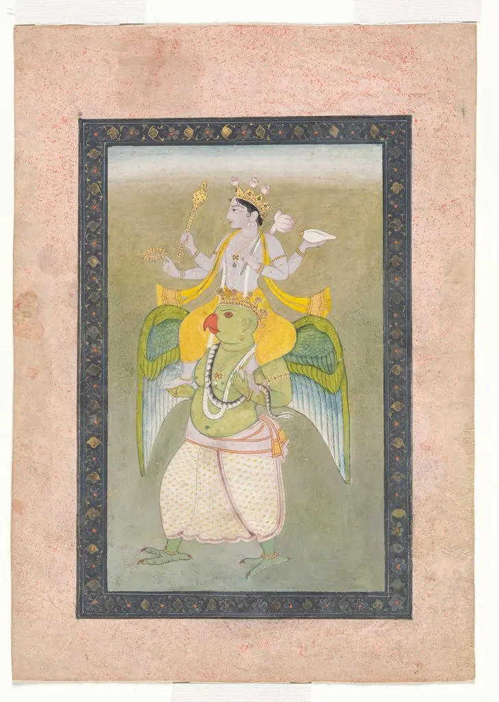 Vishnu on Garuda, by Sajnu of Mandi