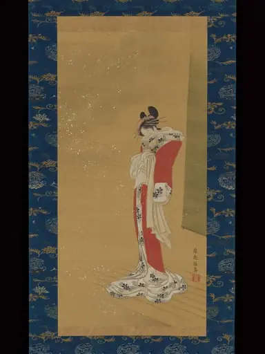 雪中縁先美人図|Beauty on a Veranda in Snow, by Sakai Hōitsu
