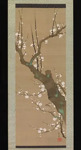 酒井抱一筆   鶯白梅図|Bush Warbler (Uguisu) in a Plum Tree, by Sakai Hōitsu