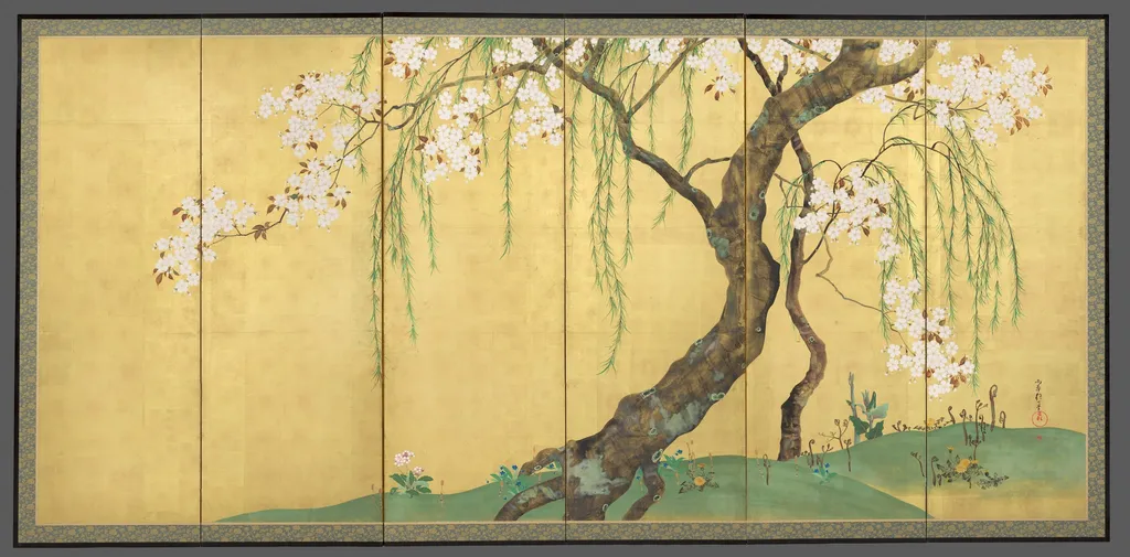 Cherry and Maple Trees, by Sakai Hōitsu, unspecified, 1821