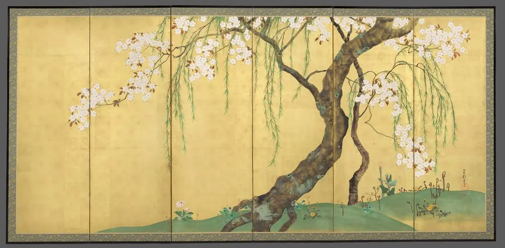 Cherry and Maple Trees, by Sakai Hōitsu