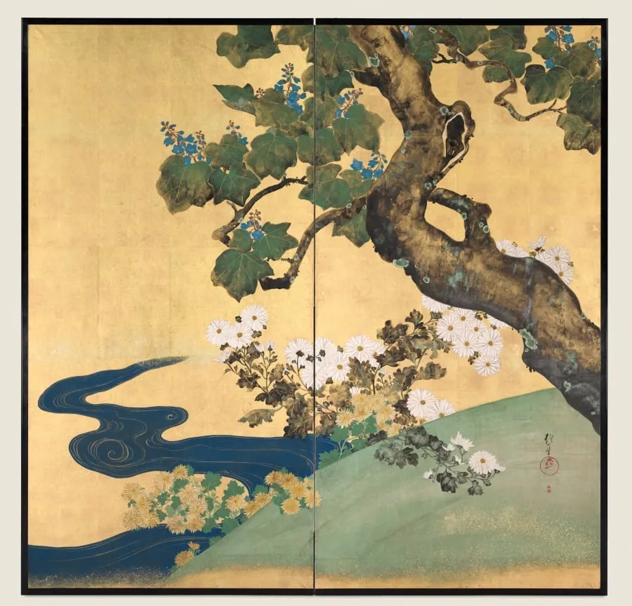 Paulownias and Chrysanthemums, by Sakai Hōitsu, unspecified, 1804
