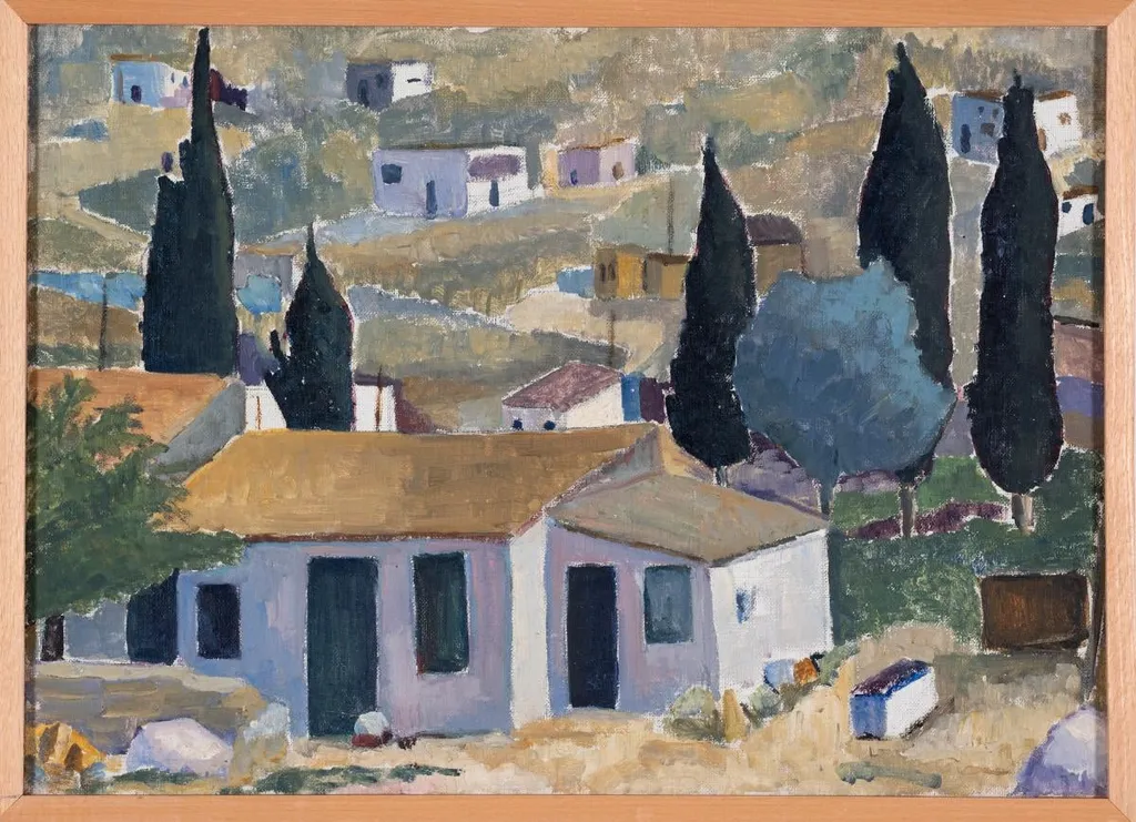 Landscape: Galatsi, by Sakellariou Akakia, unspecified, 1957