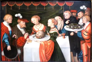 Salome with the head of St John the Baptist at Herodes table