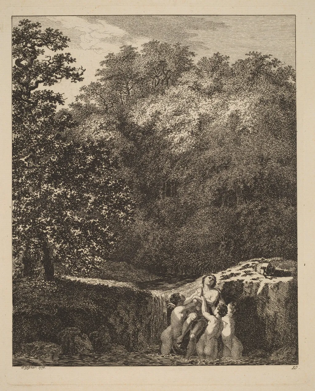 Hylas and the Nymphs, by Salomon Gessner, ink, 1771