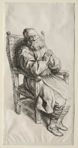 An Old Man in a Chair, Praying, by Salomon Koninck