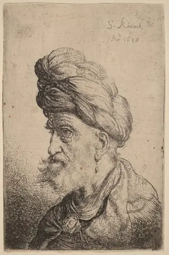 Bust of a Man with a Turban Facing Left, by Salomon Koninck