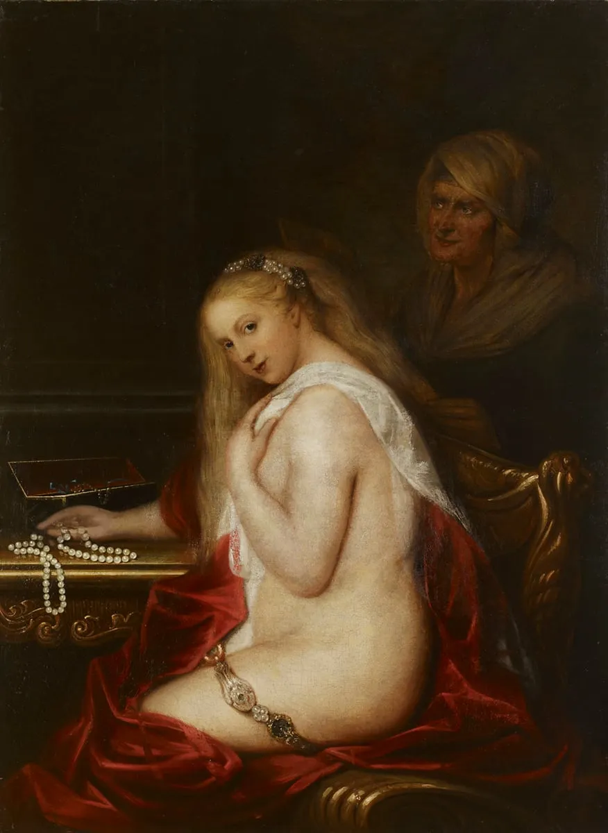 Nuori tyttö ja parittaja, by Salomon Koninck, unspecified, 1642