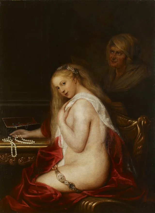 Nuori tyttö ja parittaja by Salomon Koninck