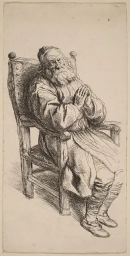 Old Man Sleeping in an Armchair, by Salomon Koninck