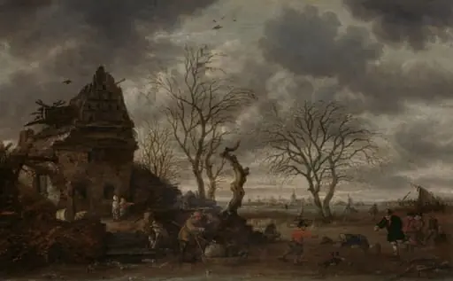 Winter scene, by Salomon Rombouts