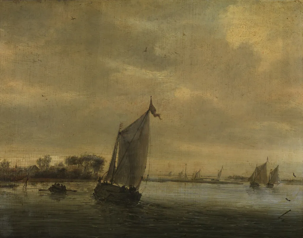 Calm Water, by Salomon van Ruysdael, oil, 1646