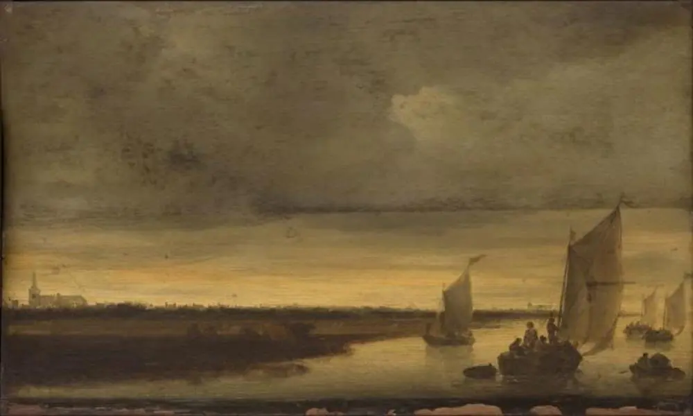 Evening on the Canal, by Salomon van Ruysdael