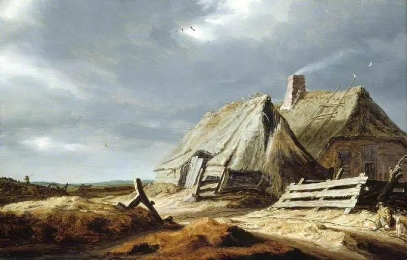 Farm buildings in a landscape, by Salomon van Ruysdael, oil, 1646