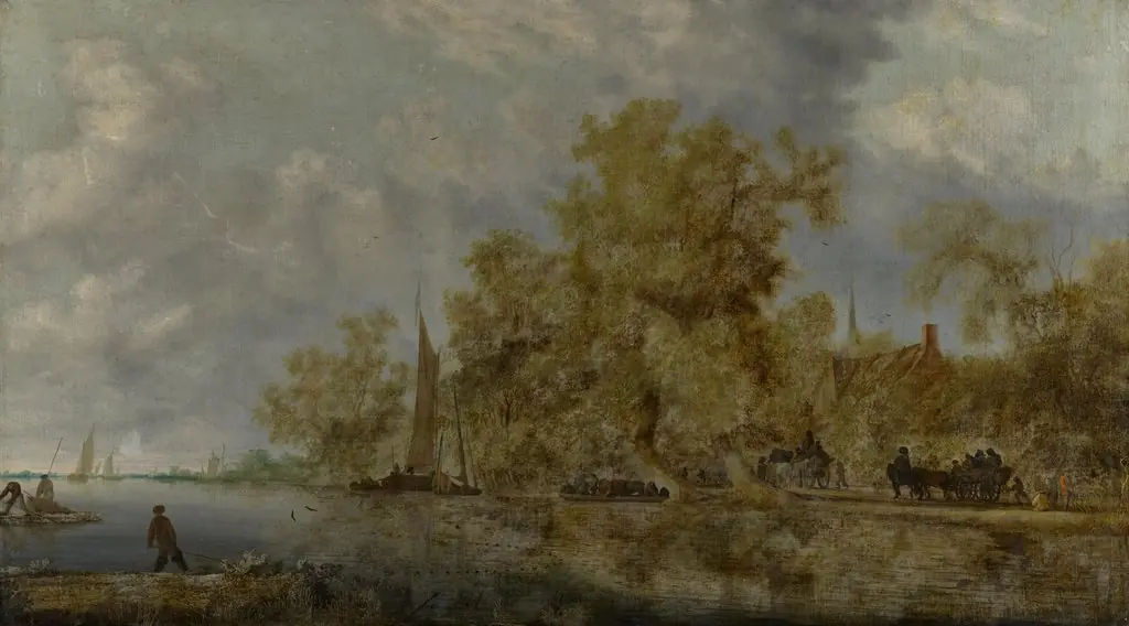 Flußlandschaft mit Uferstraße, by Salomon van Ruysdael