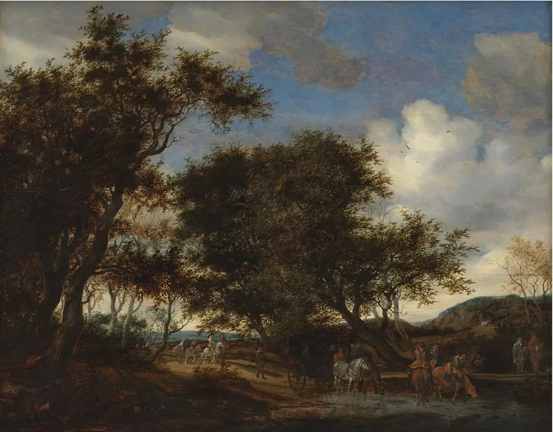 Landscape with Travellers Watering their Horses, by Salomon van Ruysdael