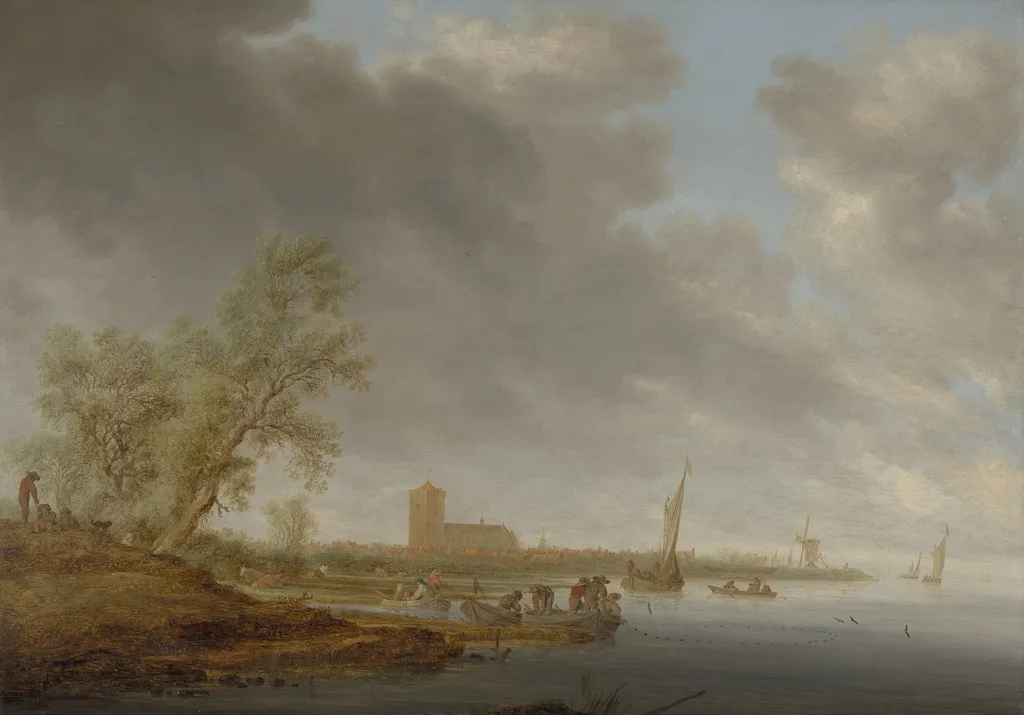 River Landscape with a View of Naarden, by Salomon van Ruysdael, unspecified, 1642