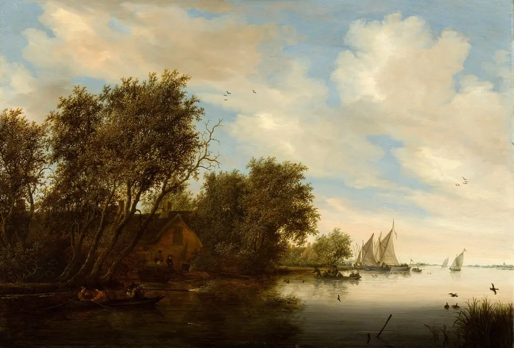 River View with a Man Hunting Ducks, by Salomon van Ruysdael