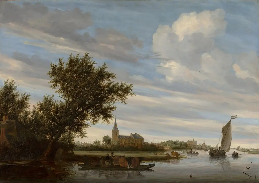 River View with Church and Ferry, by Salomon van Ruysdael