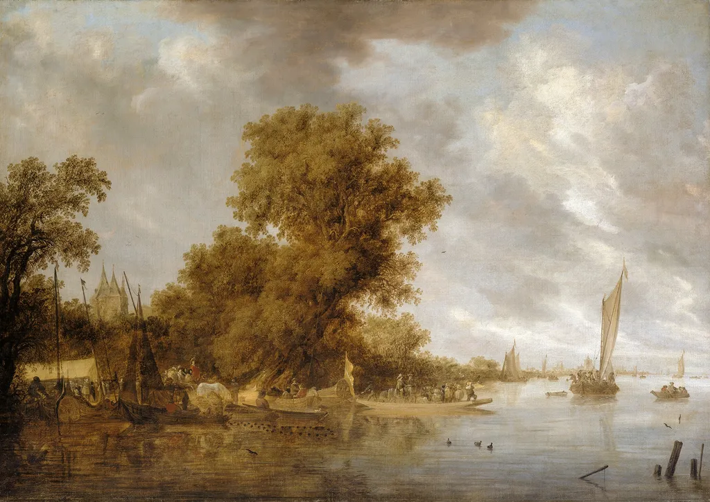 Riverscape near Arnheim, by Salomon van Ruysdael, paint, 1642