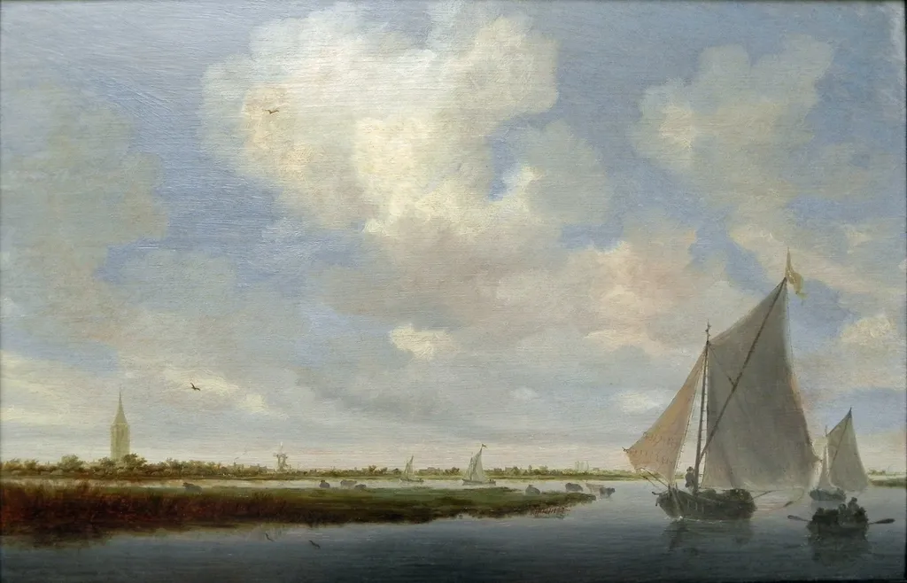Sailboats on the "Wijkermeer", by Salomon van Ruysdael, paint, 1646