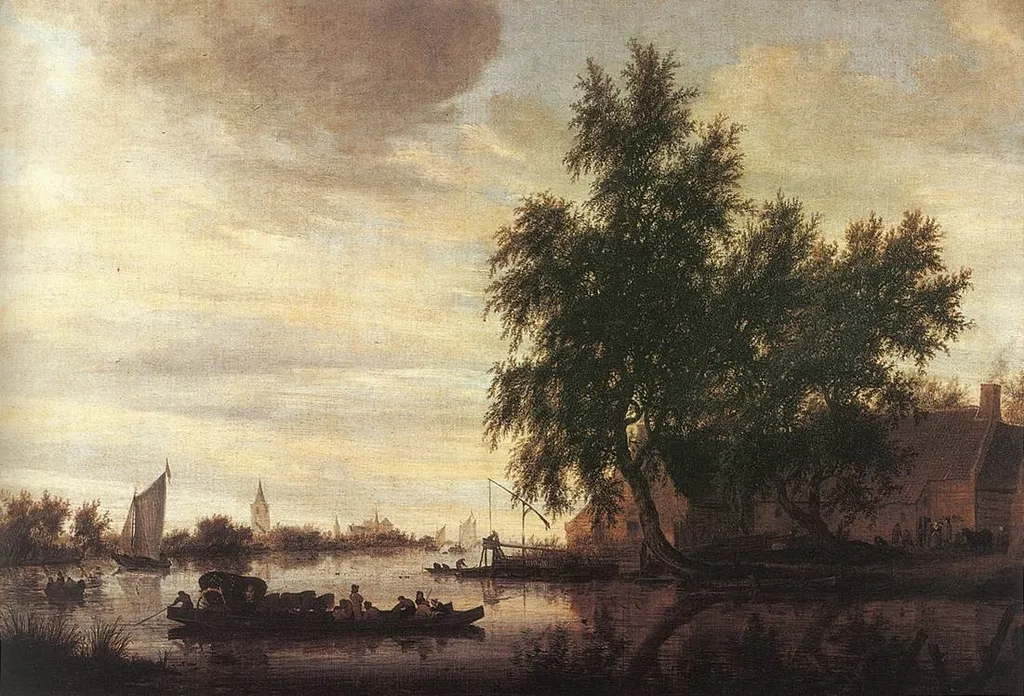 The Ferryboat, by Salomon van Ruysdael, oil, 1647
