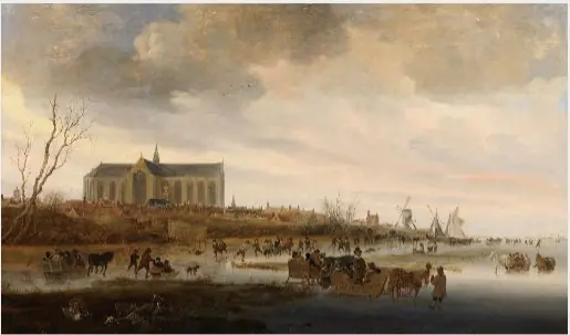 View of Alkmaar with the Grote Kerk, Winter, by Salomon van Ruysdael