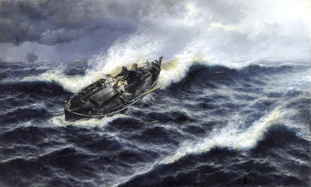On the high seas, by Salvador Abril y Blasco, oil, 1894