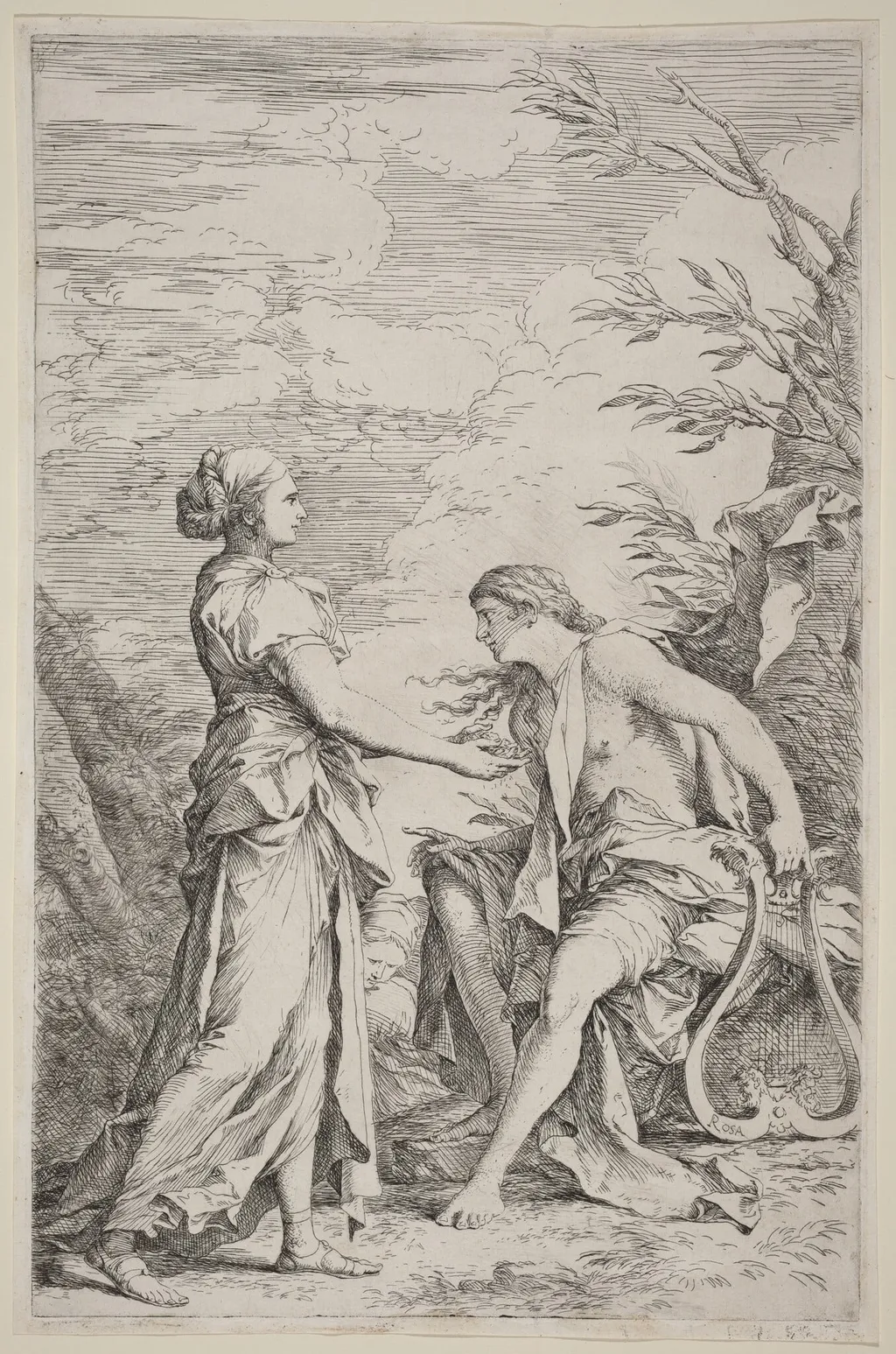 Apollo and the Cumaean Sibyl, by Salvator Rosa, ink, 1661