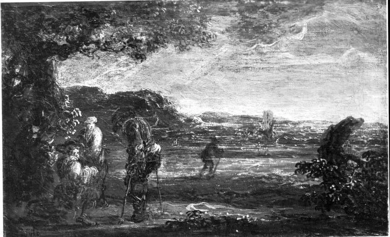 Bucht bei bewegter See, by Salvator Rosa, unspecified, 1644