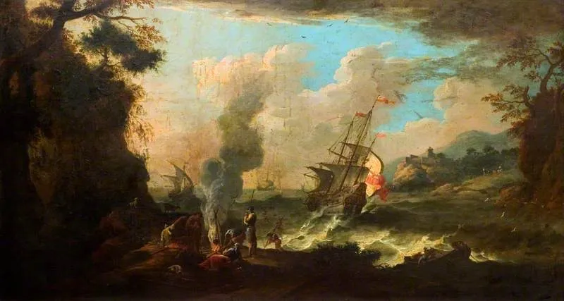 Coast Scene, by Salvator Rosa, oil, 1654