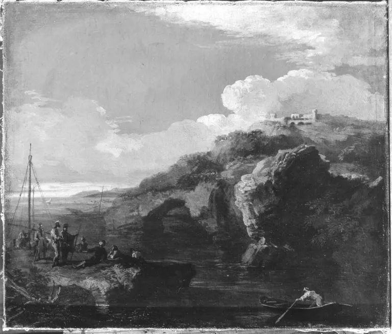 Coastal Landscape with Castle, by Salvator Rosa, unspecified, 1644