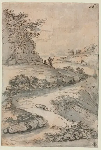 Figures on a Winding Road, by Salvator Rosa