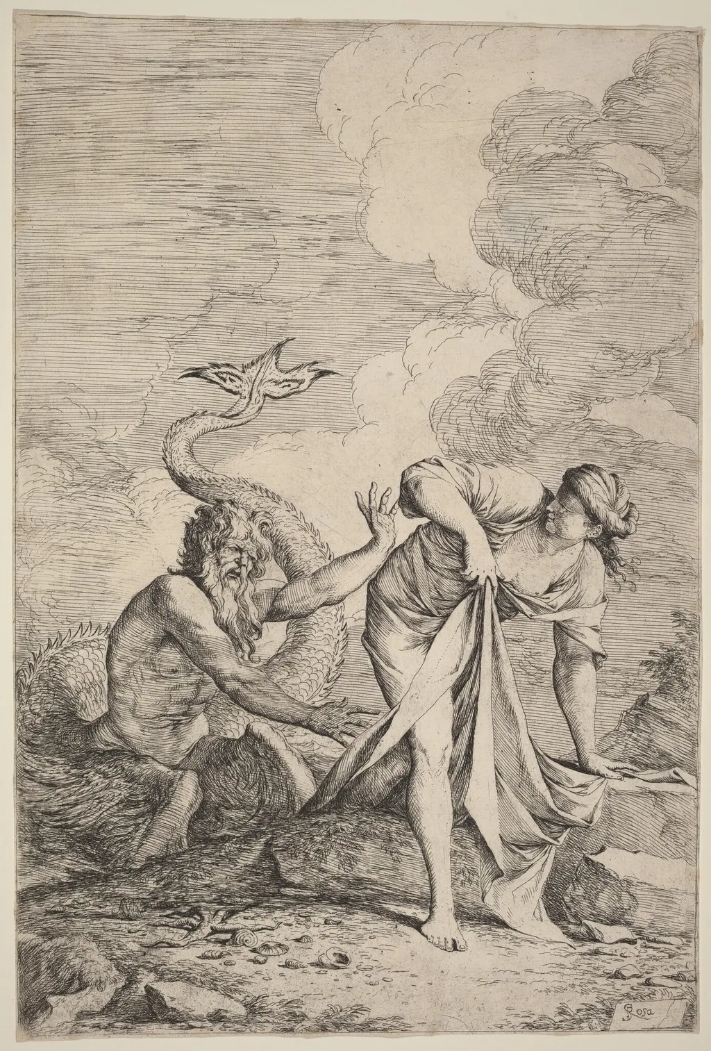 Glaucus and Scylla, by Salvator Rosa, ink, 1615