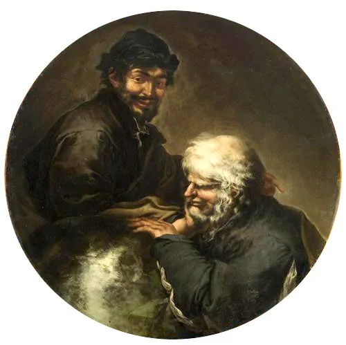 Heraclitus and Democritus, by Salvator Rosa, oil, 1647