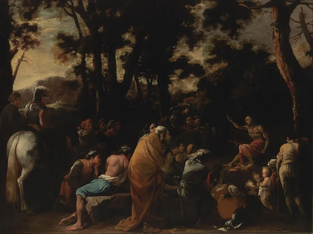Johannes Kastaja saarnaa, by Salvator Rosa, unspecified