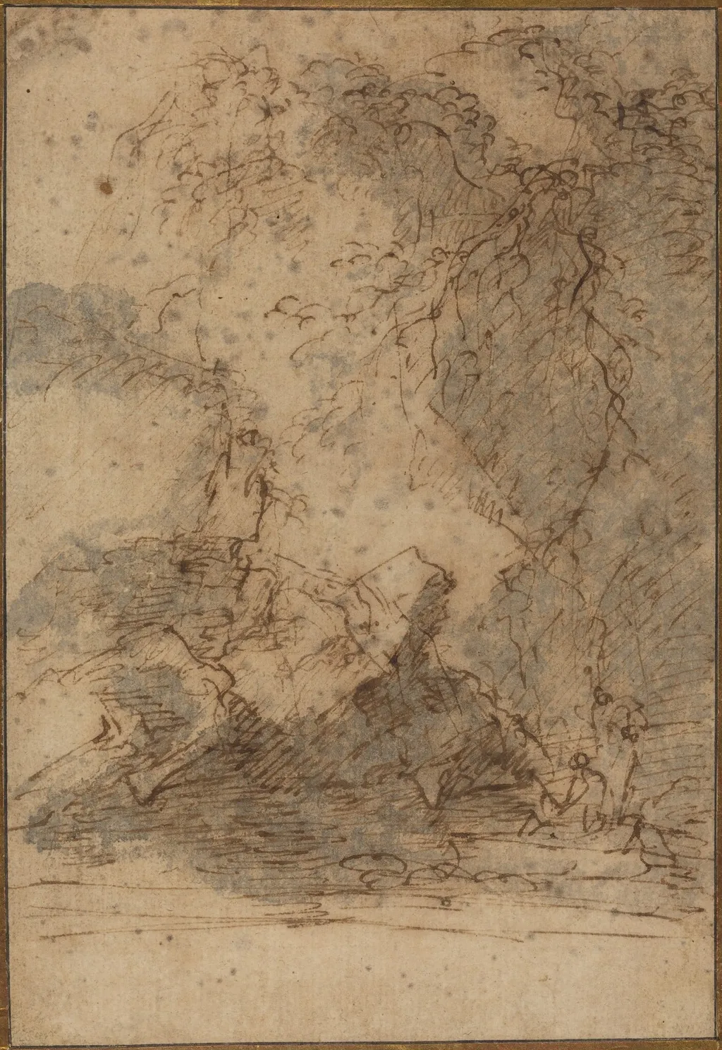 Landscape, by Salvator Rosa, ink, 1664