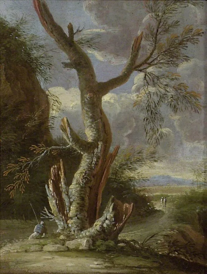 Landscape with a cleft Tree, by Salvator Rosa, oil, 1654