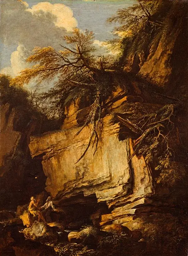 Landscape with Saint Anthony Abbot and Saint Paul the Hermit, by Salvator Rosa