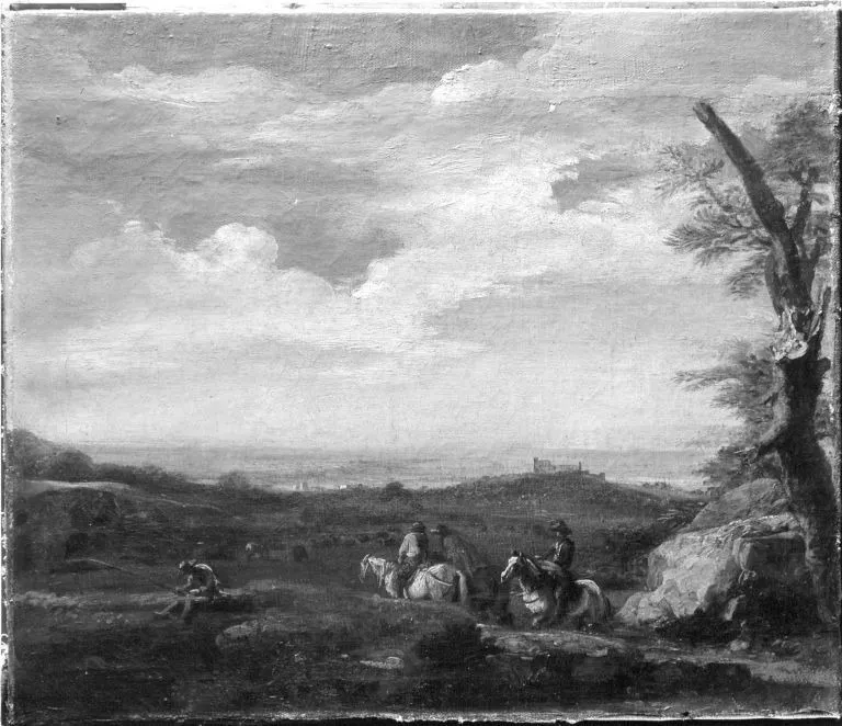 Landschaft mit Reitern, by Salvator Rosa, unspecified, 1644