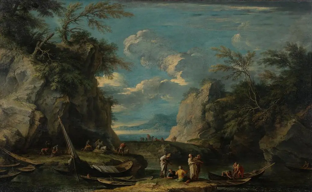 Paesaggio con Pitagora e pescatori, by Salvator Rosa