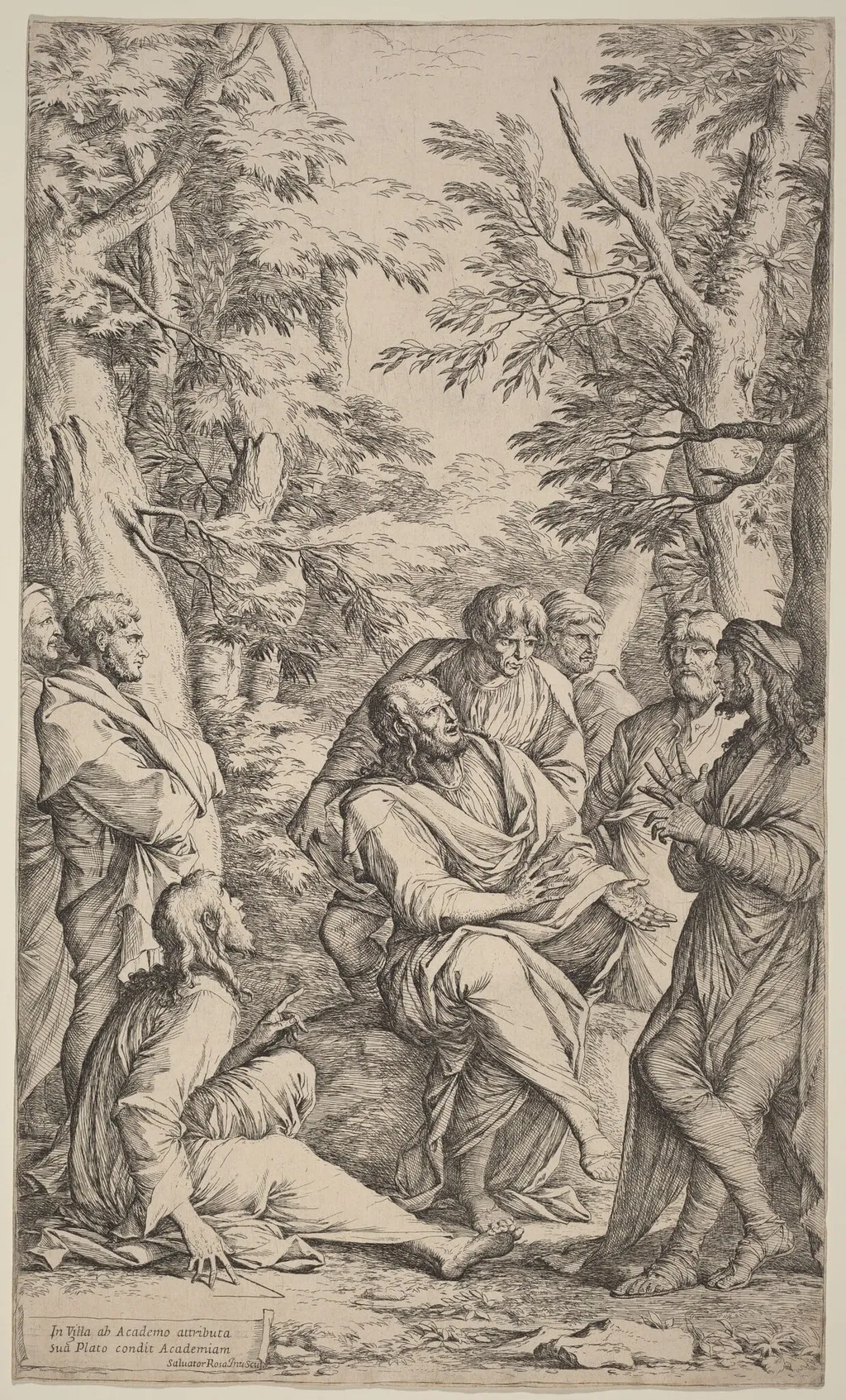 The Academy of Plato, by Salvator Rosa, ink, 1644