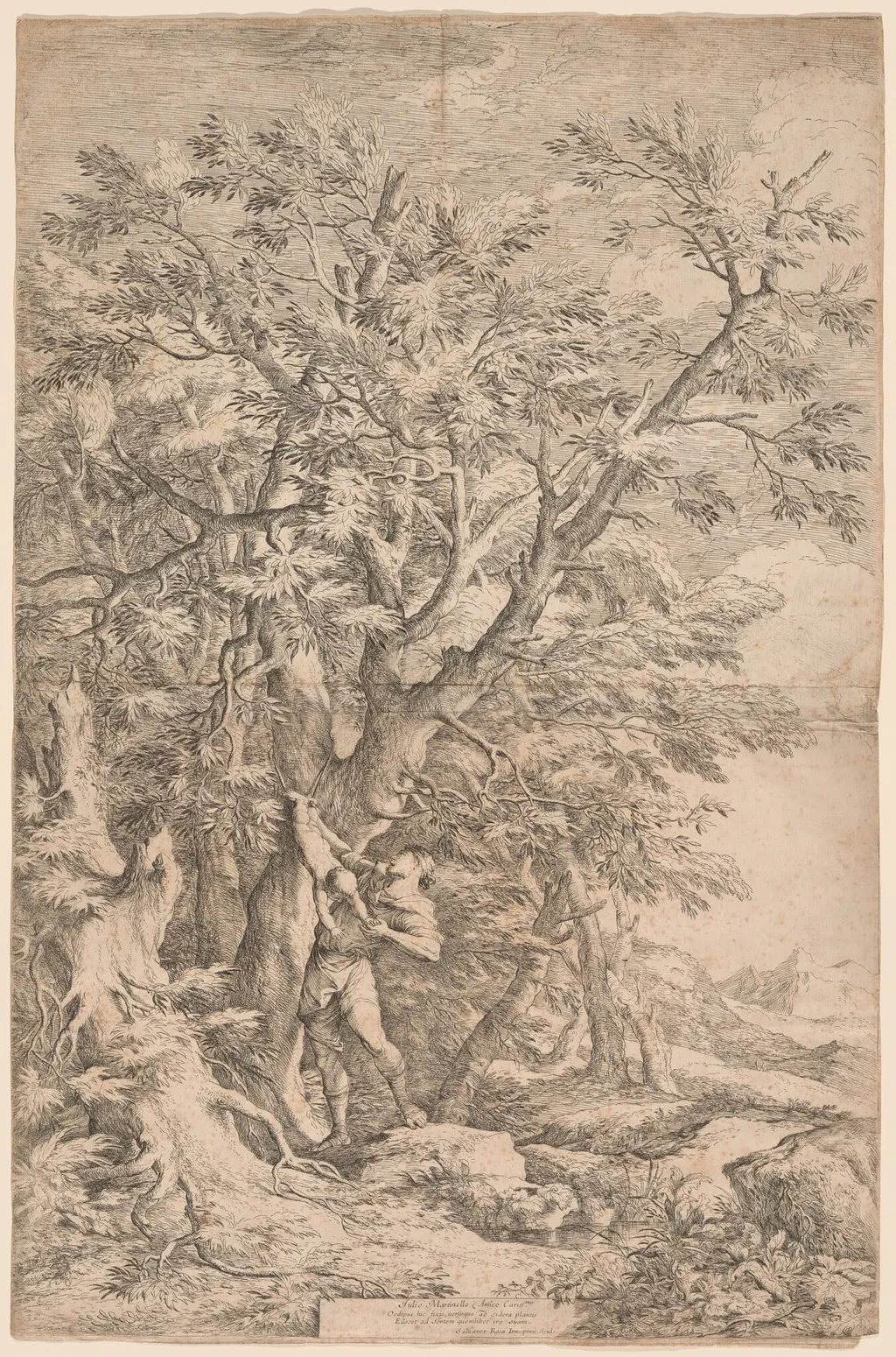 The Rescue of the Infant Oedipus, by Salvator Rosa, ink, 1663