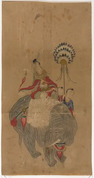 Samantabhadra on an Elephant with Two Attendants